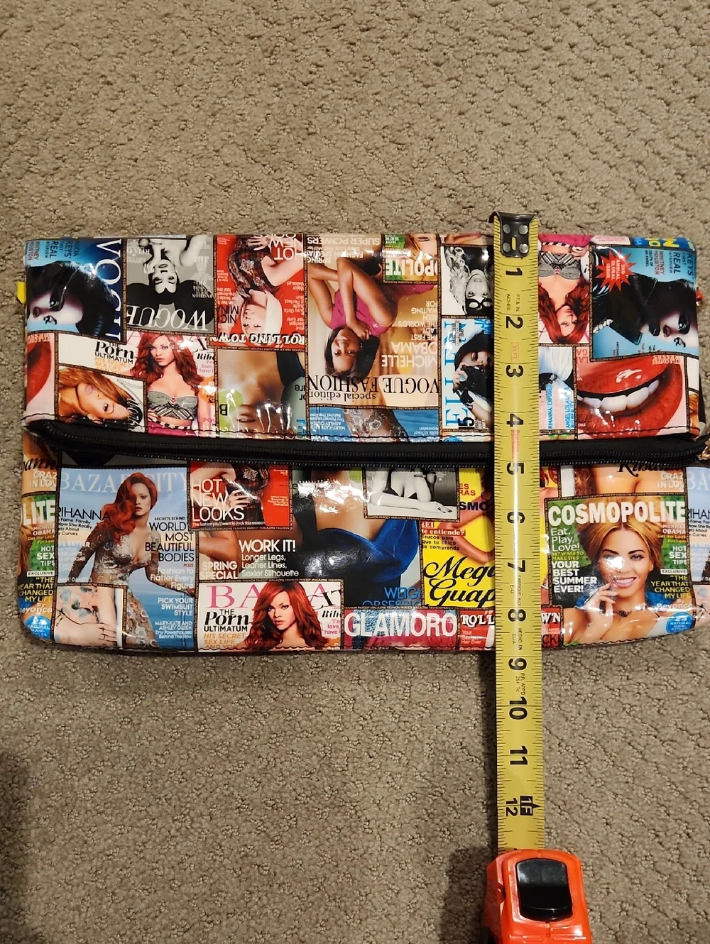 NEW Multicolor Magazine-Print Foldover Clutch
